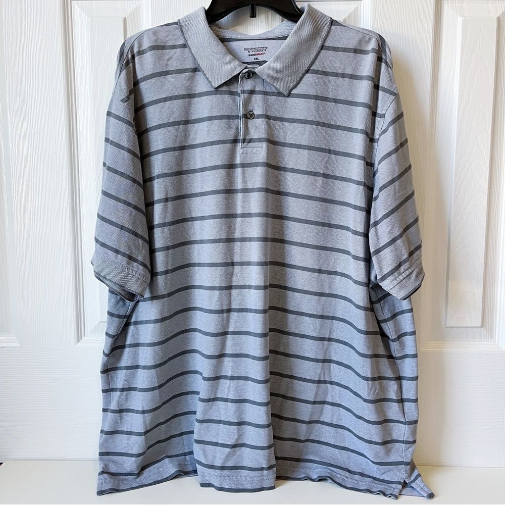 Roundtree & Yorke TravelSMART Gray Textured Polo Shirt EUC | Men's Size XXL